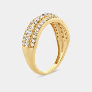 Gilded 1/2 Carat Lab-Grown Diamond Three-Row Combination of Bar and Pave-Set Anniversary Band