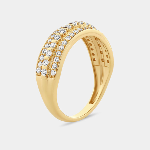 Gilded 1/2 Carat Lab-Grown Diamond Three-Row Combination of Bar and Pave-Set Anniversary Band