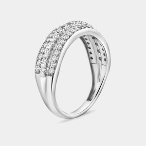 Gilded 1/2 Carat Lab-Grown Diamond Three-Row Combination of Bar and Pave-Set Anniversary Band
