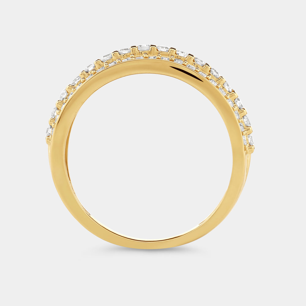 Gilded 1/2 Carat Lab-Grown Diamond Three-Row Combination of Bar and Pave-Set Anniversary Band