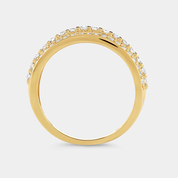 Gilded 1/2 Carat Lab-Grown Diamond Three-Row Combination of Bar and Pave-Set Anniversary Band