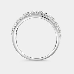 Gilded 1/2 Carat Lab-Grown Diamond Three-Row Combination of Bar and Pave-Set Anniversary Band