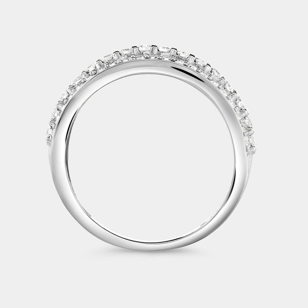 Gilded 1/2 Carat Lab-Grown Diamond Three-Row Combination of Bar and Pave-Set Anniversary Band