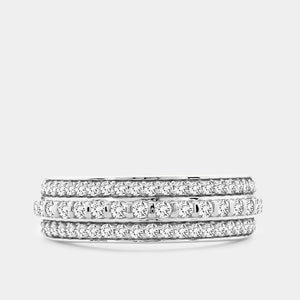 Gilded 1/2 Carat Lab-Grown Diamond Three-Row Combination of Bar and Pave-Set Anniversary Band