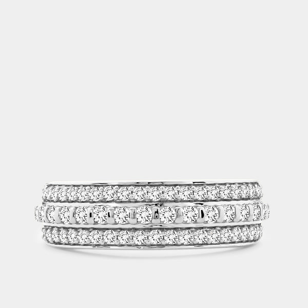1/2 Carat Lab-Grown Diamond Three-Row Combination of Bar and Pave-Set Anniversary Band — GILDED New York