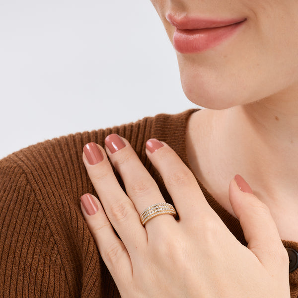 1/2 Carat Lab-Grown Diamond Four-Row Combination of Channel and Prong-Set Anniversary Band — GILDED New York