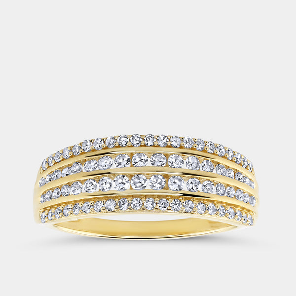 1/2 Carat Lab-Grown Diamond Four-Row Combination of Channel and Prong-Set Anniversary Band — GILDED New York