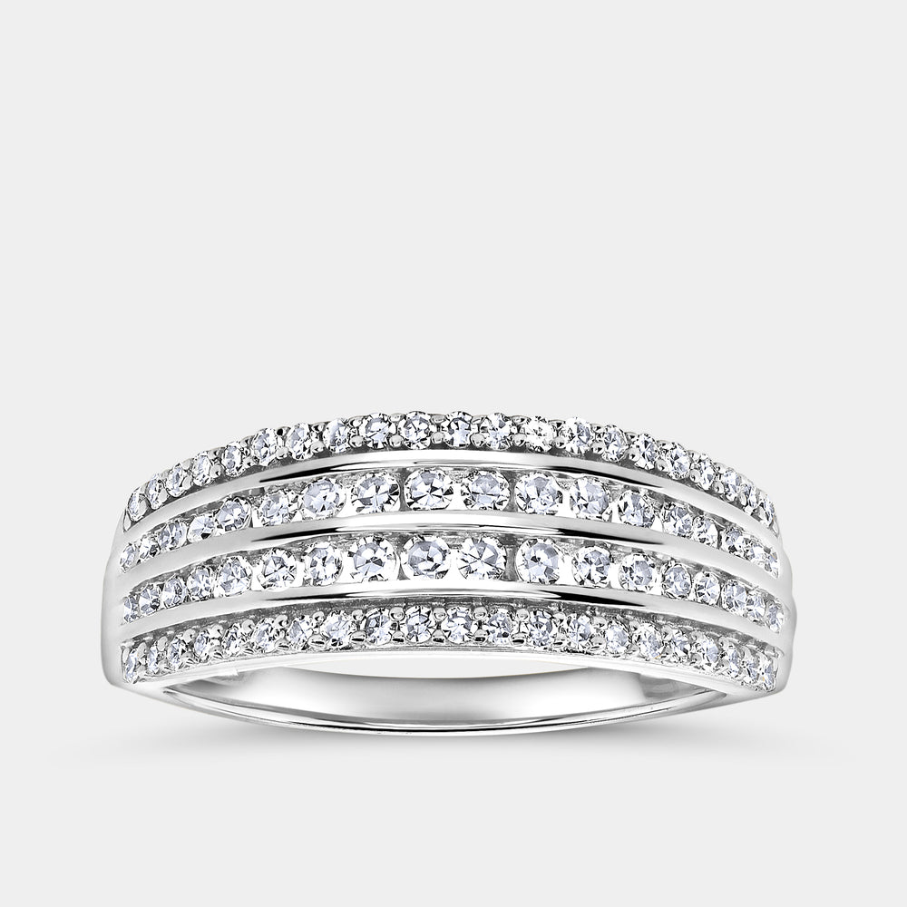 Gilded 1/2 Carat Lab-Grown Diamond Four-Row Combination of Channel and Prong-Set Anniversary Band