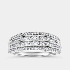 Gilded 1/2 Carat Lab-Grown Diamond Four-Row Combination of Channel and Prong-Set Anniversary Band