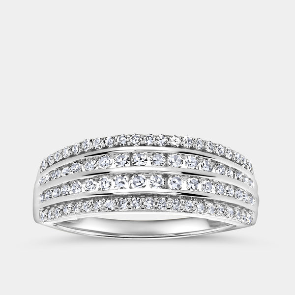 1/2 Carat Lab-Grown Diamond Four-Row Combination of Channel and Prong-Set Anniversary Band — GILDED New York