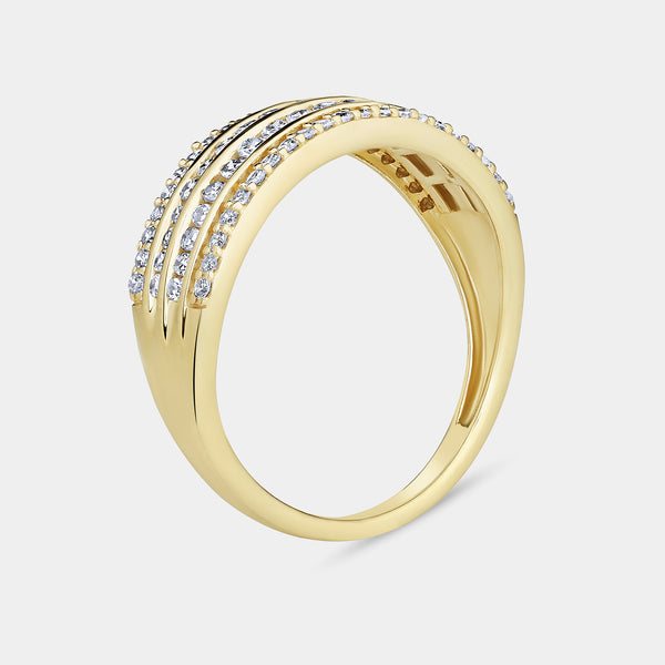 1/2 Carat Lab-Grown Diamond Four-Row Combination of Channel and Prong-Set Anniversary Band — GILDED New York