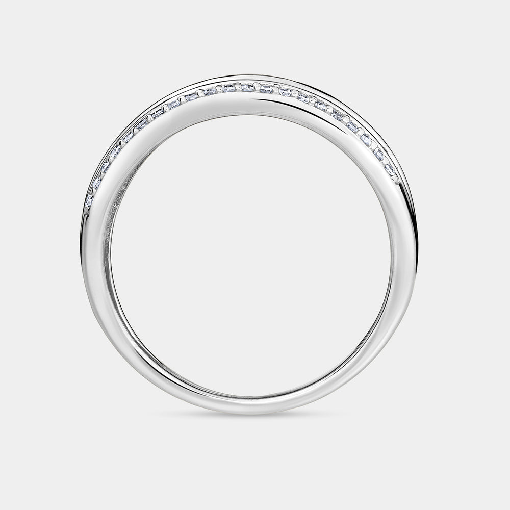 Gilded 1/2 Carat Lab-Grown Diamond Four-Row Combination of Channel and Prong-Set Anniversary Band