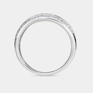 Gilded 1/2 Carat Lab-Grown Diamond Four-Row Combination of Channel and Prong-Set Anniversary Band