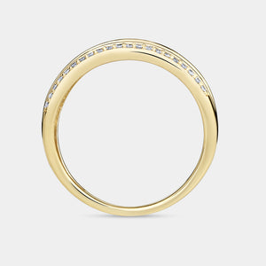 Gilded 1/2 Carat Lab-Grown Diamond Four-Row Combination of Channel and Prong-Set Anniversary Band