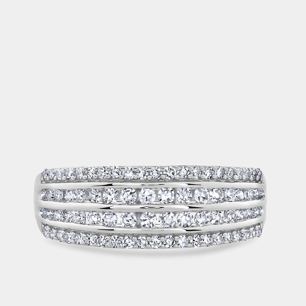 1/2 Carat Lab-Grown Diamond Four-Row Combination of Channel and Prong-Set Anniversary Band — GILDED New York