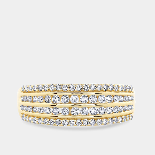 1/2 Carat Lab-Grown Diamond Four-Row Combination of Channel and Prong-Set Anniversary Band — GILDED New York