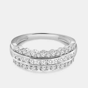 Gilded 1/2 Carat Lab-Grown Diamond Three-Row Combination of Channel and Prong Set Anniversary Band