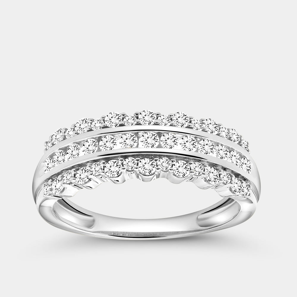 Gilded 1/2 Carat Lab-Grown Diamond Three-Row Combination of Channel and Prong Set Anniversary Band