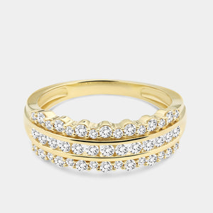 Gilded 1/2 Carat Lab-Grown Diamond Three-Row Combination of Channel and Prong Set Anniversary Band