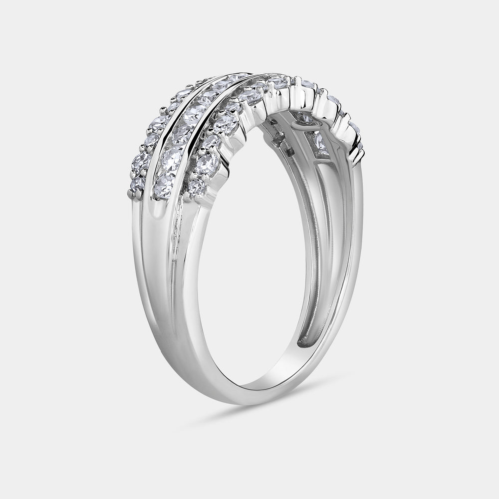 Gilded 1/2 Carat Lab-Grown Diamond Three-Row Combination of Channel and Prong Set Anniversary Band