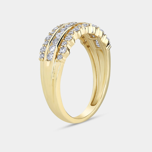 1/2 Carat Lab-Grown Diamond Three-Row Combination of Channel and Prong Set Anniversary Band — GILDED New York