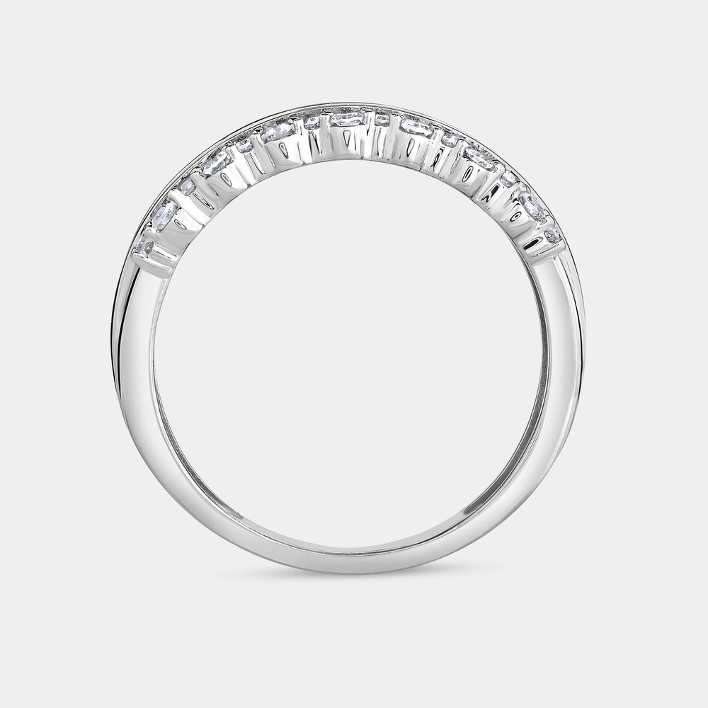 Gilded 1/2 Carat Lab-Grown Diamond Three-Row Combination of Channel and Prong Set Anniversary Band