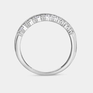 Gilded 1/2 Carat Lab-Grown Diamond Three-Row Combination of Channel and Prong Set Anniversary Band
