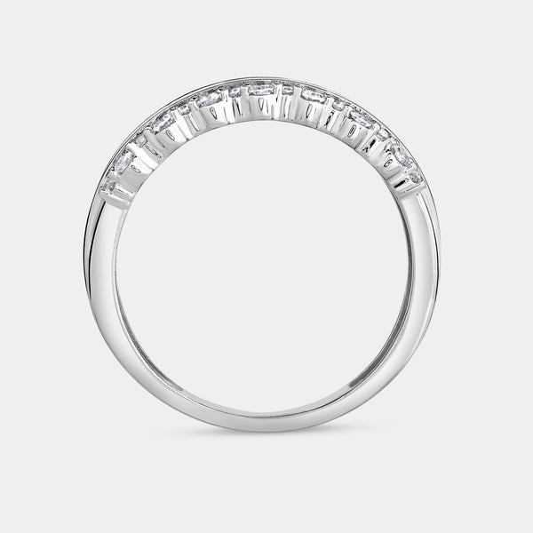 Gilded 1/2 Carat Lab-Grown Diamond Three-Row Combination of Channel and Prong Set Anniversary Band