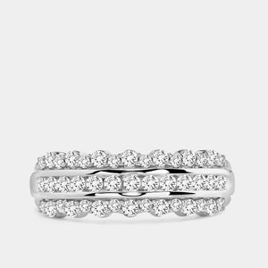 Gilded 1/2 Carat Lab-Grown Diamond Three-Row Combination of Channel and Prong Set Anniversary Band