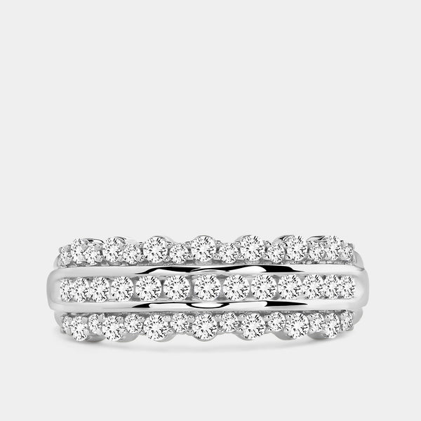 Gilded 1/2 Carat Lab-Grown Diamond Three-Row Combination of Channel and Prong Set Anniversary Band