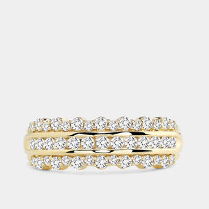 Gilded 1/2 Carat Lab-Grown Diamond Three-Row Combination of Channel and Prong Set Anniversary Band