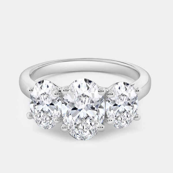4 Carat Lab-Grown Diamond Oval-Shaped Three-Stone Ring — GILDED New York