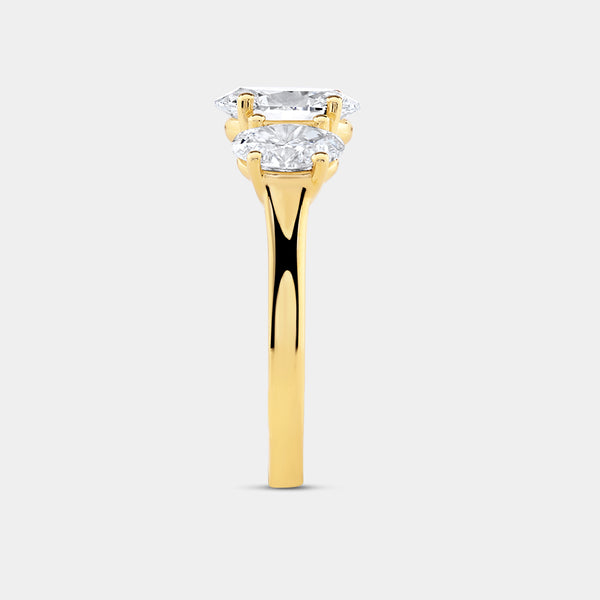 4 Carat Lab-Grown Diamond Oval-Shaped Three-Stone Ring — GILDED New York