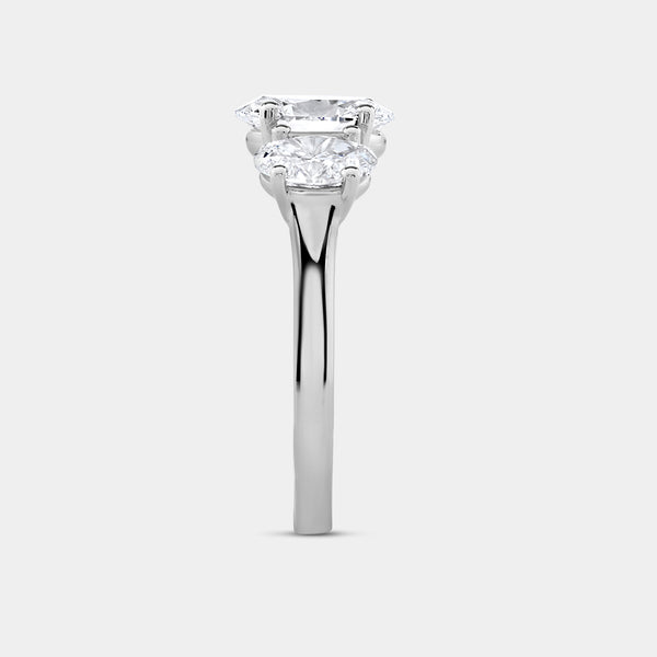 4 Carat Lab-Grown Diamond Oval-Shaped Three-Stone Ring — GILDED New York