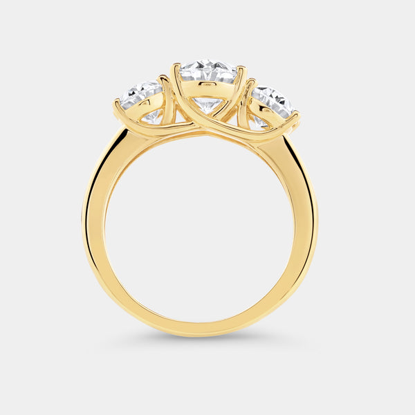 4 Carat Lab-Grown Diamond Oval-Shaped Three-Stone Ring — GILDED New York