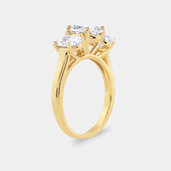 4 Carat Lab-Grown Diamond Oval-Shaped Three-Stone Ring — GILDED New York