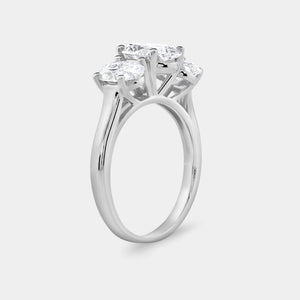 Gilded 4 Carat Lab-Grown Diamond Oval-Shaped Three-Stone Ring
