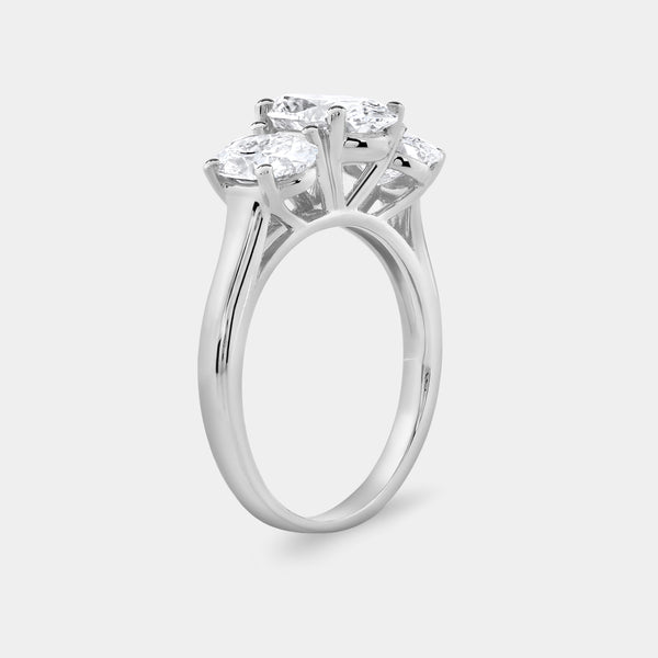 4 Carat Lab-Grown Diamond Oval-Shaped Three-Stone Ring — GILDED New York