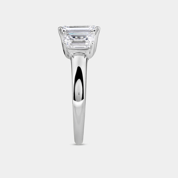 4 Carat Lab-Grown Diamond Emerald-Cut Three-Stone Ring — GILDED New York