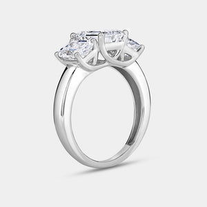 Gilded 4 Carat Lab-Grown Diamond Emerald-Cut Three-Stone Ring
