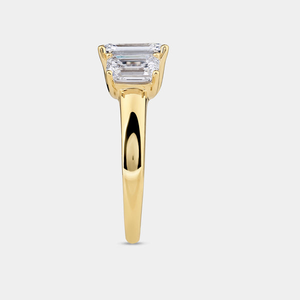 4 Carat Lab-Grown Diamond Emerald-Cut Three-Stone Ring — GILDED New York