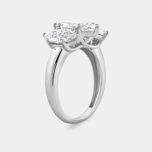 Gilded 4 Carat Lab-Grown Diamond Marquise-Shaped Three-Stone Ring