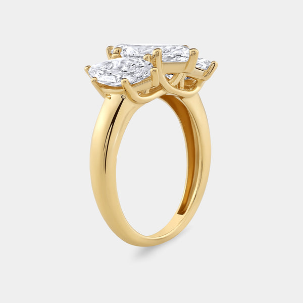 4 Carat Lab-Grown Diamond Marquise-Shaped Three-Stone Ring — GILDED New York