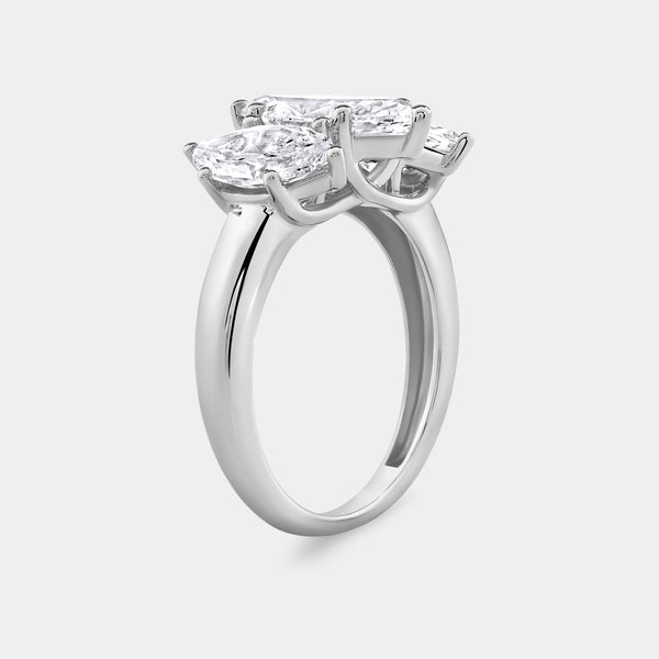 4 Carat Lab-Grown Diamond Marquise-Shaped Three-Stone Ring — GILDED New York