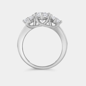Gilded 4 Carat Lab-Grown Diamond Marquise-Shaped Three-Stone Ring
