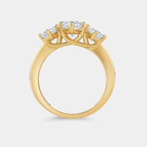 Gilded 4 Carat Lab-Grown Diamond Marquise-Shaped Three-Stone Ring