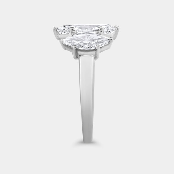 4 Carat Lab-Grown Diamond Marquise-Shaped Three-Stone Ring — GILDED New York
