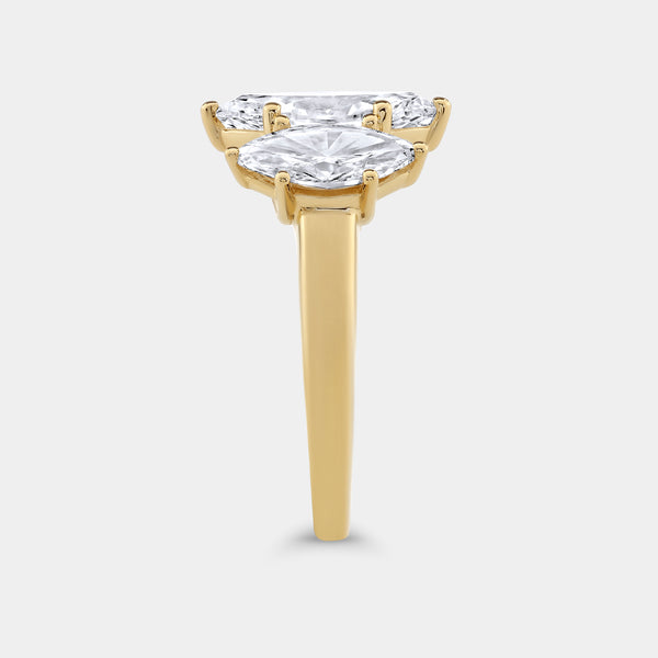 4 Carat Lab-Grown Diamond Marquise-Shaped Three-Stone Ring — GILDED New York