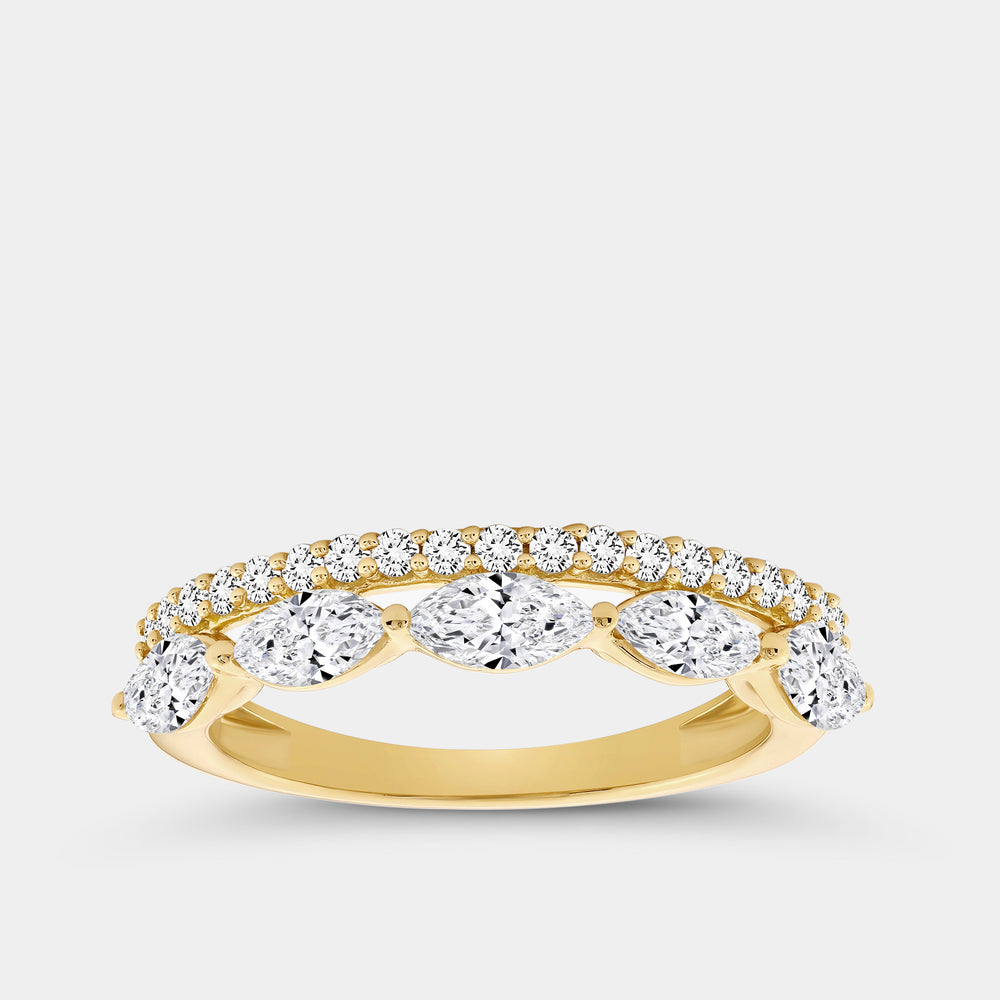 Gilded 1 Carat Lab-Grown Diamond Sleeping Marquise Double-Row Wedding Band