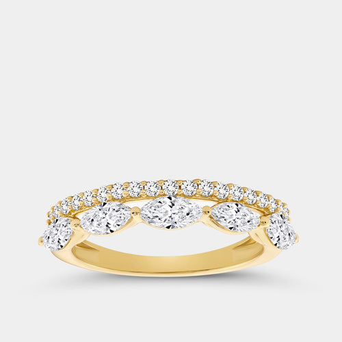 1 Carat Lab-Grown Diamond Sleeping Marquise Double-Row Wedding Band — GILDED New York